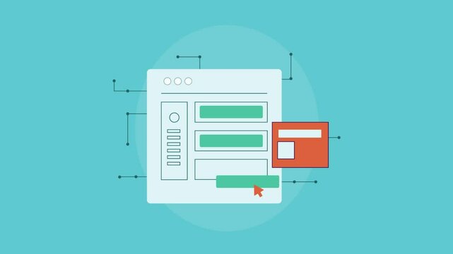 Drag and drop website and app builder software, digital technology concept.