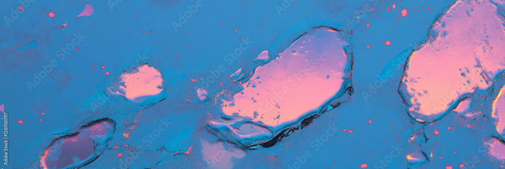 Poster mottled blue and pink texture with scattered patches and shadows across the surface