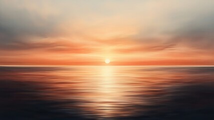 Obraz premium A serene sunset over calm waters, showcasing vibrant orange and pink hues reflecting on the surface, creating a tranquil and picturesque scene.