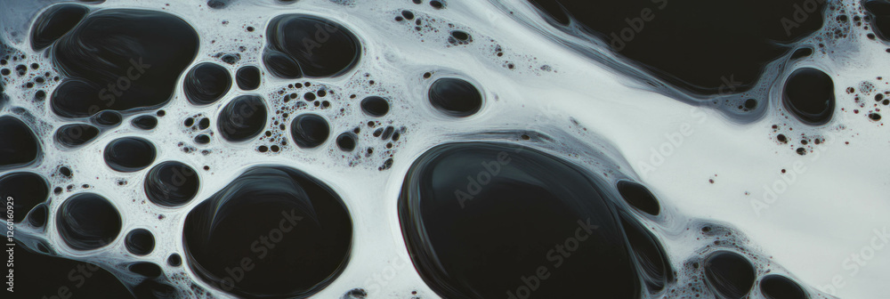 Poster Mottled gray and black texture with dense spots and dark shadows creating an abstract background