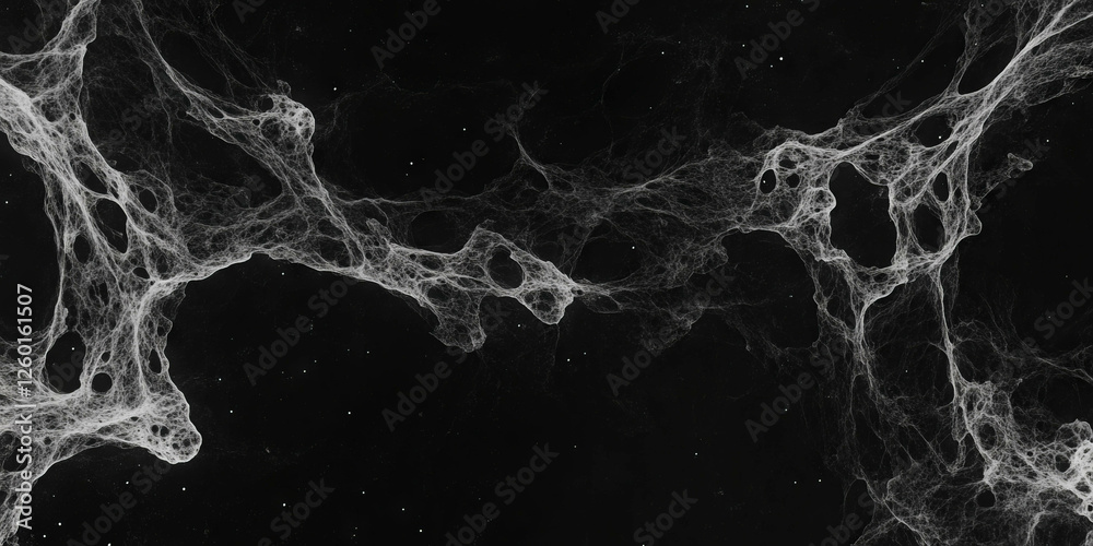 Poster mottled grayscale texture with fine scattered design against a black backdrop