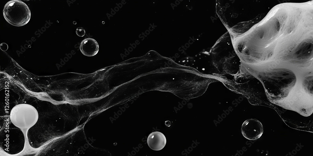 Poster mottled grayscale texture with smooth patches and varied opacities on a black background