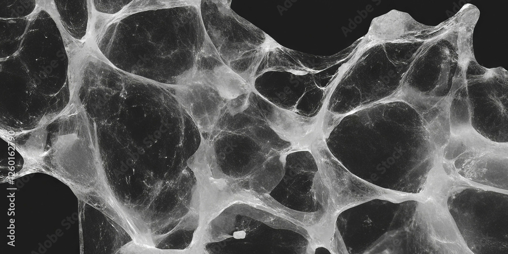 Poster mottled grayscale texture with sharp edges showcasing light highlights against a black background