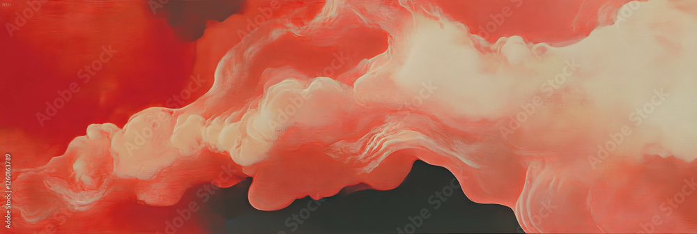 Poster Mottled red and beige texture with soft diffused light in a harmonious flow