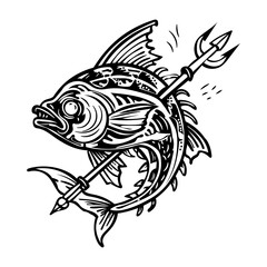 Fototapeta premium Harpoon fish icon in sketchy style