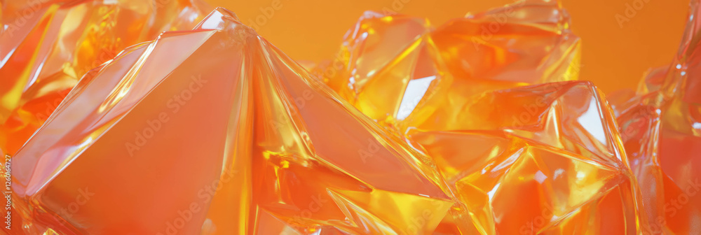 Poster Mottled yellow and orange textures create dynamic angular formations with bright highlights