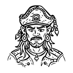 Pirate face icon in sketchy style