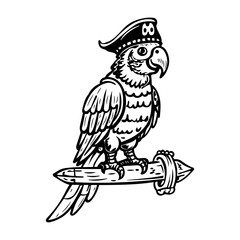A sketchy style icon of a pirate parrot