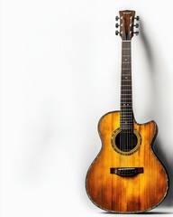 Stunning Isolated Guitar Artistry: A Beautiful Piece Hanging Elegantly on the Wall