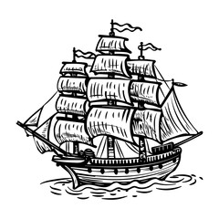 A vintage style icon of sailing ship