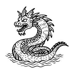 Sea monster icon in sketchy style