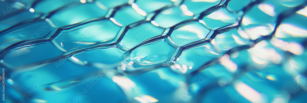 Poster nylon netting texture with smooth water reflections under bright lighting conditions