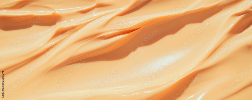Poster opaque beige gel with a thick texture and smooth matte surface in a clean cosmetic setting