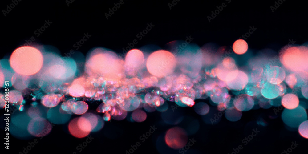 Aufkleber Organic bokeh shapes with flowing lines create a soft shimmer on a black background