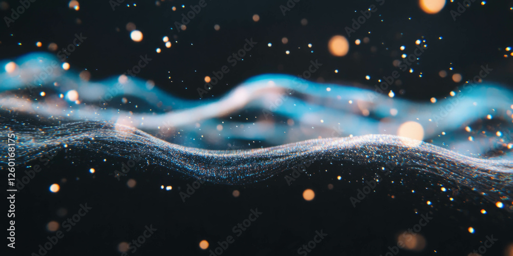 Aufkleber Organic bokeh shapes with flowing lines and soft shimmer on a black background