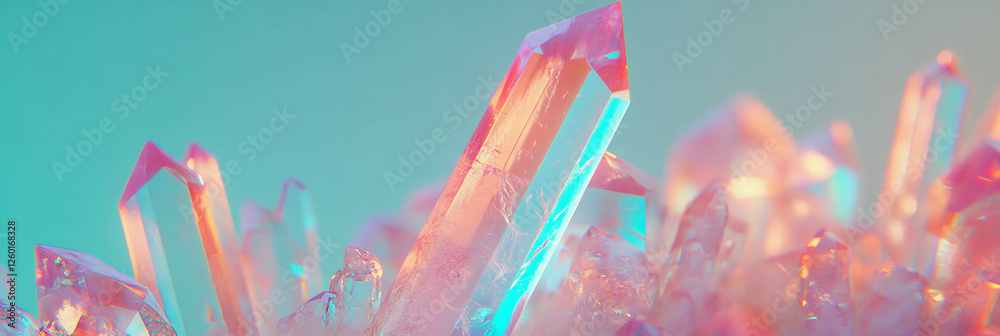 Poster beautiful organic crystal flares with flowing lines and soft blended colors on display