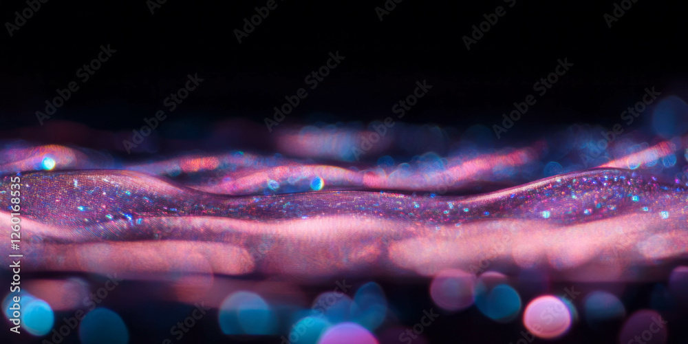 Poster shimmering bokeh texture creates dynamic light effects against a black background