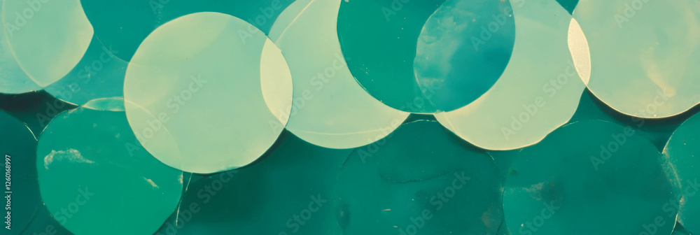 Poster Overlapping circles pattern featuring soft greens with a smooth glazed finish