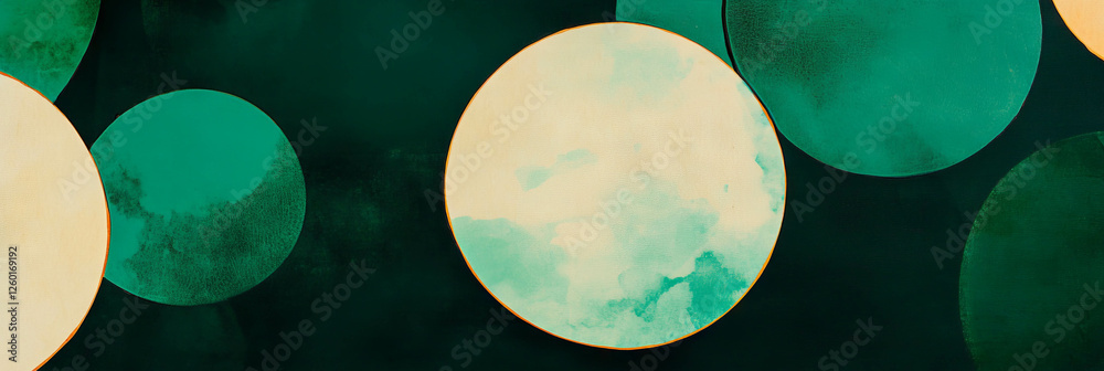 Poster Overlapping circles in soft greens create a smooth textured pattern for modern decor