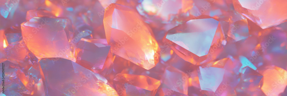 Aufkleber Overlapping crystal flares create vibrant hues and complex light patterns in textured formations
