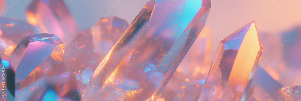 Poster vibrant overlapping crystal flares create intricate light patterns and hues
