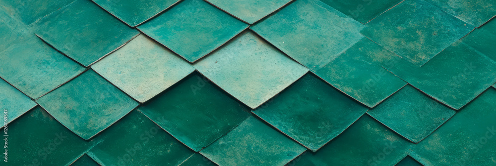 Aufkleber elegant overlapping diamond pattern with muted greens and smooth glazed texture