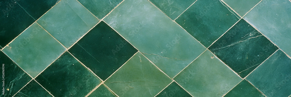 Aufkleber elegant overlapping diamond pattern in muted greens with a smooth glazed surface