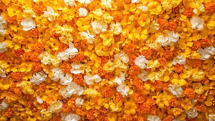 Vibrant Orange and White Flowers Bloom Abundantly in a Stunning Floral Arrangement, Creating a Captivating Display of Nature's Beauty.