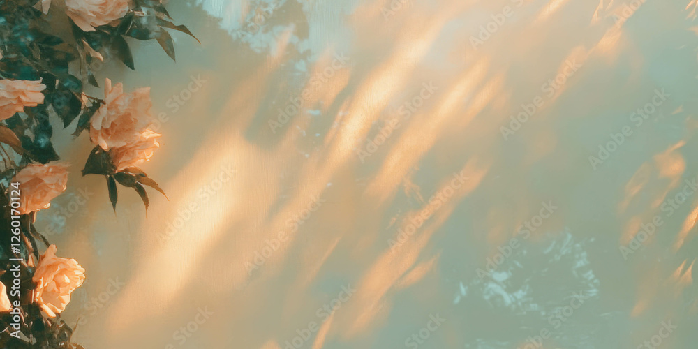 Poster Pale antique gold wall texture with subtle patterns and soft shadows enhancing elegance