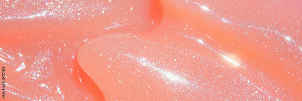 Poster pale pink liquid gel with thin consistency and subtle translucency