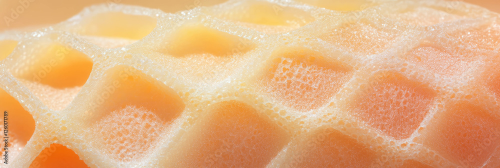 Poster Pale yellow cone wafer texture with delicate grid patterns showcasing fine detail