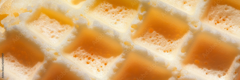 Poster texture of pale yellow wafer cone featuring small embossed squares and delicate design details