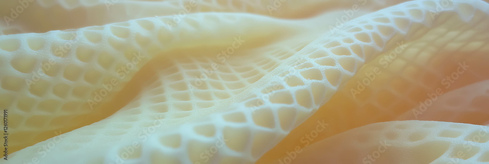 Poster detailed texture of a pale yellow cone wafer featuring embossed square patterns