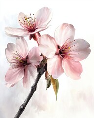 Naklejka premium A Solitary Branch of a Tree Highlights Nature's Isolated Beauty in a Minimalist Composition