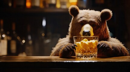 Front View Glass of Beer with Chips and Cheese