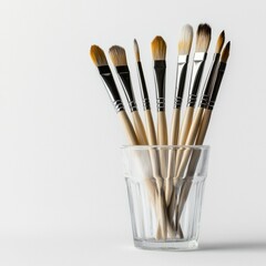 A Stylish Glass Container Filled with Brushes Perfect for Artistic Inspiration and Creativity