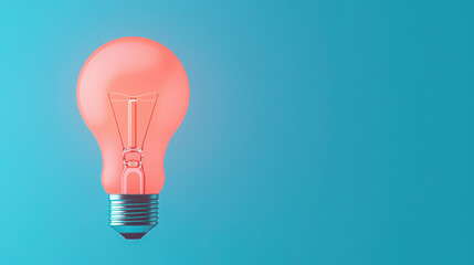 Bright pink light bulb on a blue background.