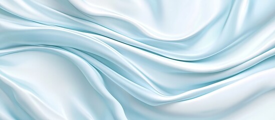 Fototapeta premium Elegant satin blue fabric with soft ripples and folds, showcasing a smooth and dynamic texture, illuminated with gentle light reflections.