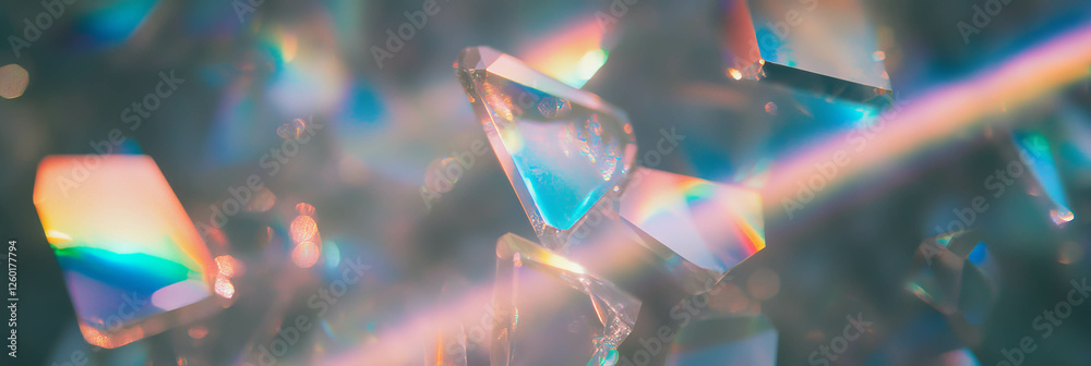 Aufkleber Scattered crystal flares create a dazzling texture with a subtle rainbow shimmer