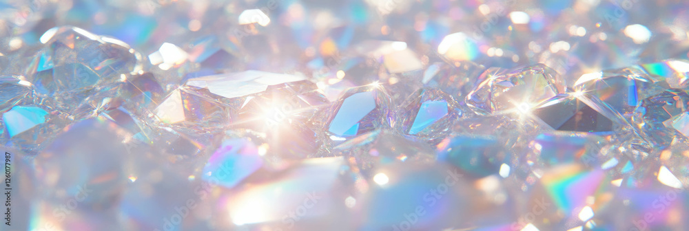 Poster Scattered small crystal flares create a subtle sparkling effect in soft light