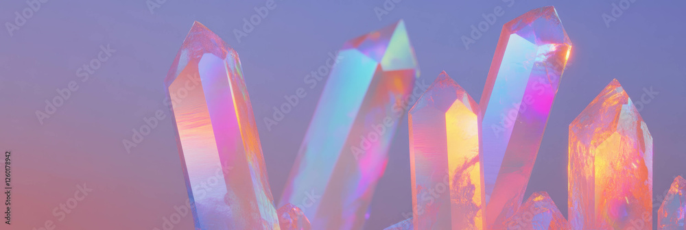 Aufkleber vibrant crystal flares with rainbow spectrum and glowing texture enhance decorative display