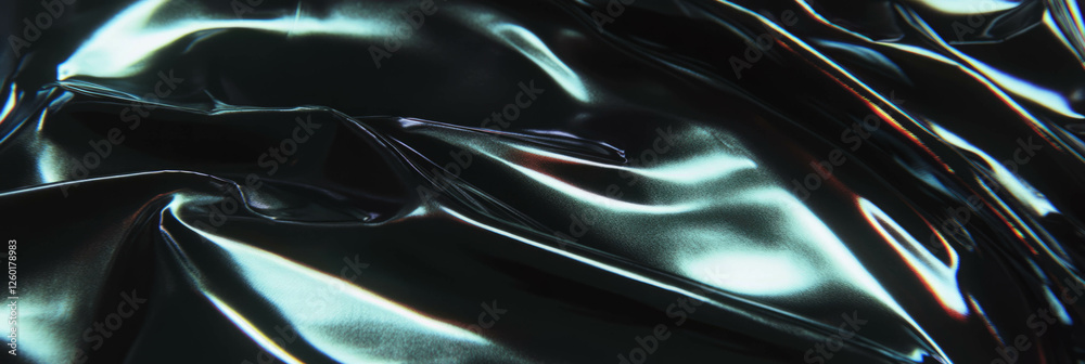 Poster textures of shiny nylon and chrome create a dynamic visual experience in sport fabric