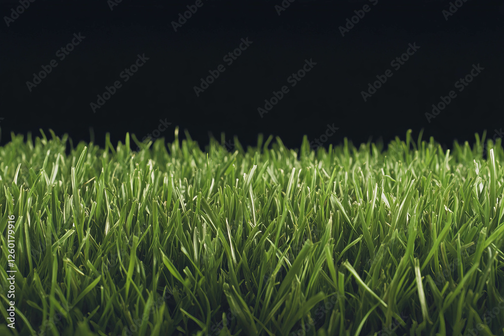 Poster short green grass with fine blades against a black background creating a textured effect