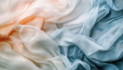 Obraz premium Soft Pastel Ombre Silk Fabric Drapes Gracefully, Exquisite Texture Showcases Subtle Color Transitions.