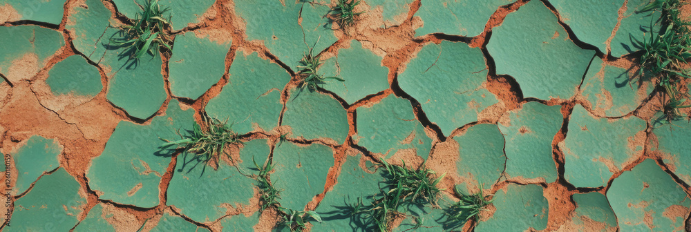 Poster short uneven grass texture featuring patches of green and brown in a dry landscape from above