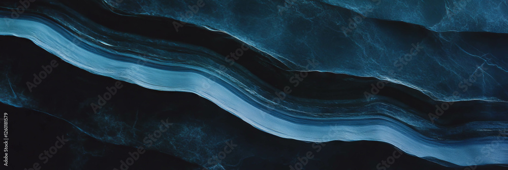 Poster Flowing dark blue wave pattern with smooth texture and elegant design