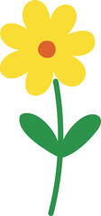 Simple cute hand drawn flower flat vector icon.
A flower with leaves.
Transparent background.