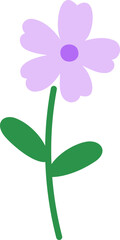Simple cute hand drawn flower flat vector icon.
A flower with leaves.
Transparent background.