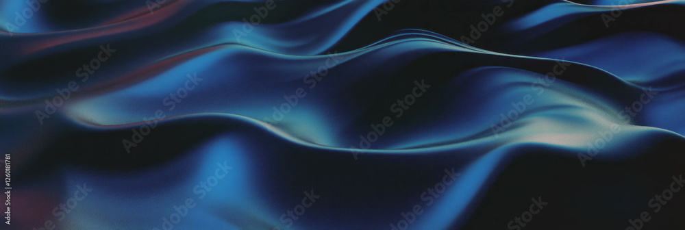 Poster Texture features smooth dark blue wave pattern with reflection and sheen effect