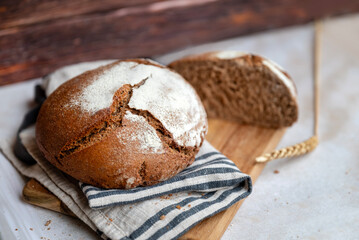 Freshly baked Round Rye bread 